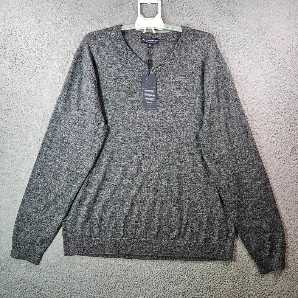 $99 NWT Hart Schaffner Marx 2XT 2X Tall Sweater Men Merino Wool‎ V-Neck Gray NEW